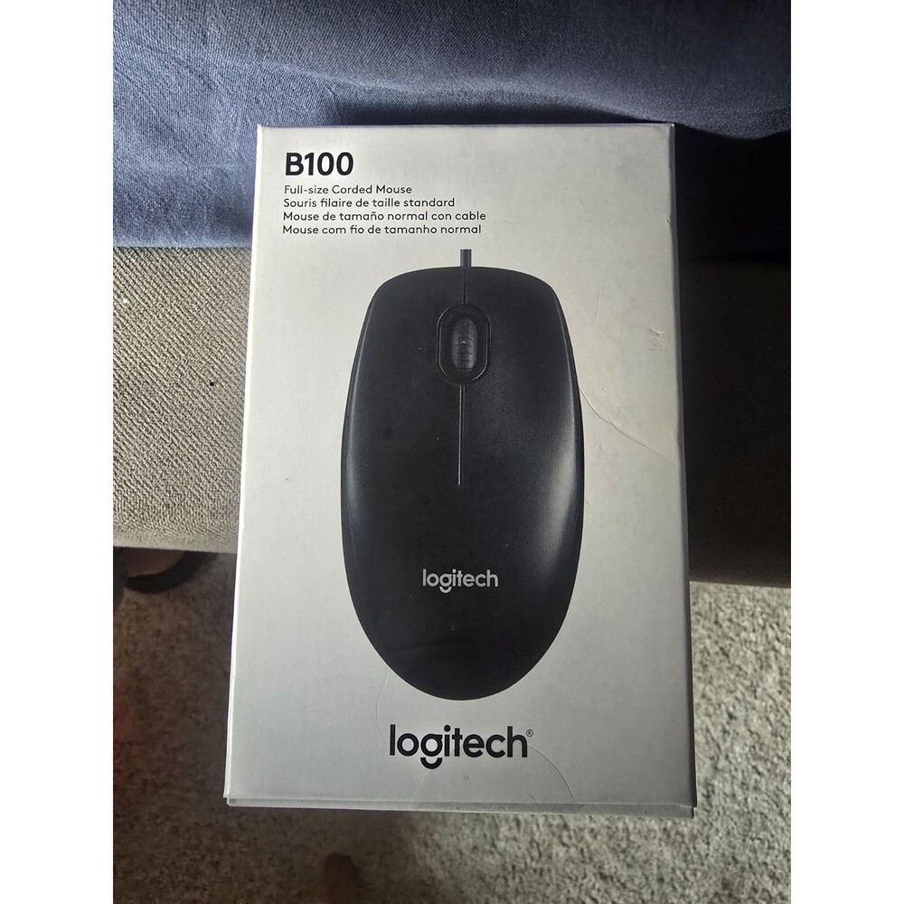 Logitech B100 Corded Mouse – Wired USB Mouse for Computers and laptops